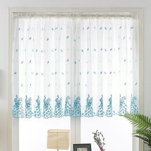 Rèm cửa sổ Ngắn Thêu Họa Tiết Chim Công