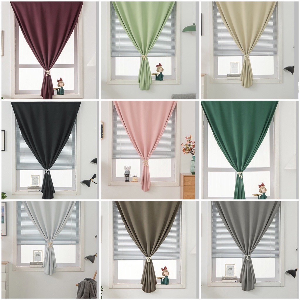 Rèm Vải Dán Tường Treo Cửa 1 tấm MC019 - Pastel Một Màu (tặng dây buộc）