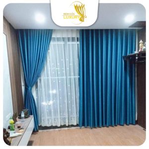 Rèm cửa sổ phòng khách xanh dương Loại 1 chống nắng cao cấp Luxury