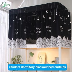 Rèm Vải Che Giường Ngủ Kí Túc Xá 4/4.5 inch Kèm Dây Buộc In Họa Tiết Dễ Thương