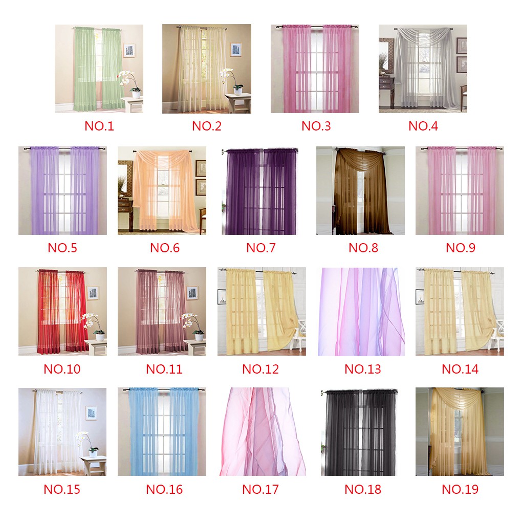 Rèm cửa sổ vải voan mỏng màu trơn 100*200cm - Ảnh 2