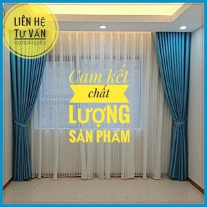 rèm vải ngăn phòng cách nhiệt vải gấm 3 lớp chất lượng cao REMANHQUAN - Màu xanh dương