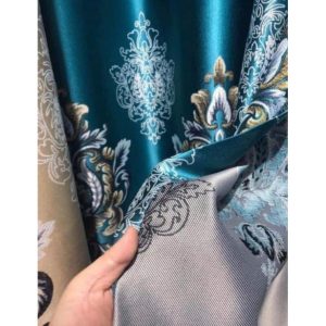 Rèm Cửa Sổ, Rèm Cửa Chính Chất Liệu Vải Gấm Xanh Ngọc Chống Nắng Cực Tốt Nhiều Kích Thước Họa Tiết - Ảnh 3