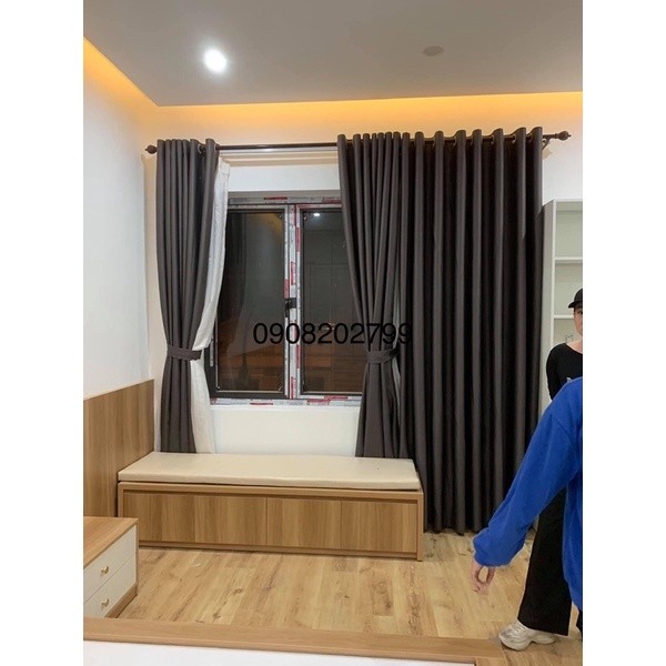 Rèm Cửa Vải Che Nắng Một Mầu Trơn Giá Rẻ( Làm Mọi Kích Thươc) Rem Vai Sang Trọng và Hiện Đại, Rèm vải cản sáng 99% - Ảnh 7