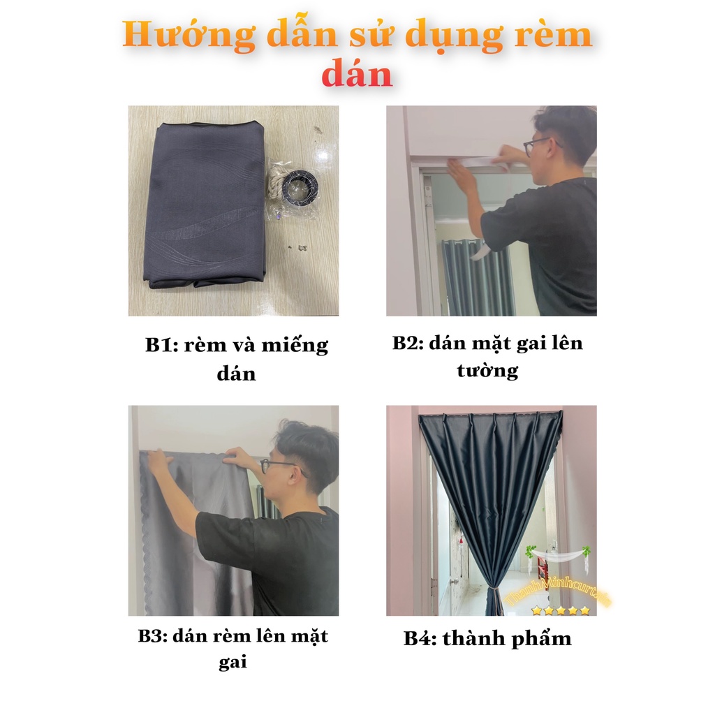 Rèm Cửa Dán Tường, Rèm Cửa Sổ vải gấm cao cấp chống nắng tốt treo phòng ngủ, giường tầng, dán bếp - ThanhMinhcurtain - Ảnh 7