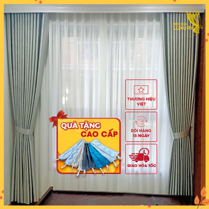 Rèm màn cửa sổ chống nắng cao cấp, rủ sóng đẹp Luxury, vải treo tường trang trí decor phòng ngủ và phòng khách Lux01 - Ảnh 6