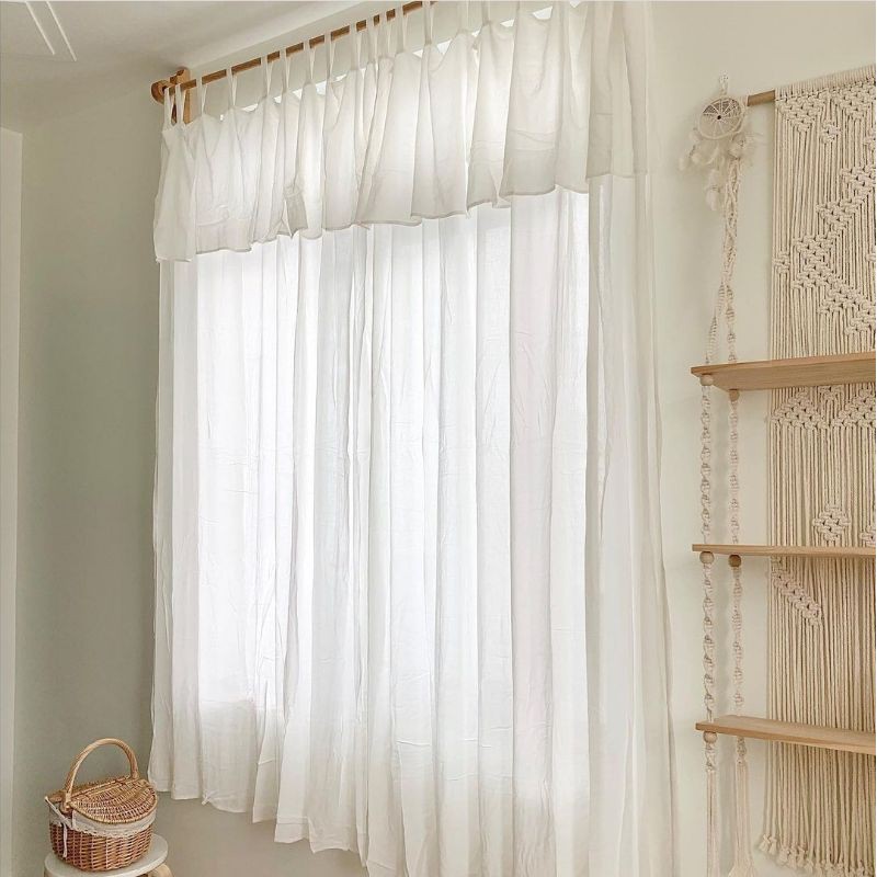 Rèm Cửa Vải Đũi Trắng Vintage - Ảnh 2