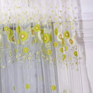 Rèm cửa vải voan 9.5x2m họa tiết hoa hướng dương độc đáo đẹp mắt - Ảnh 4