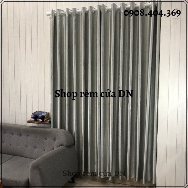 Rèm vải cửa sổ màu xám sáng chống nắng tặng kèm dây vén. - Ảnh 6