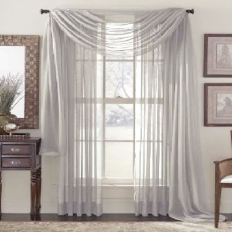 Rèm cửa sổ vải voan mỏng màu trơn 100*200cm - Ảnh 4