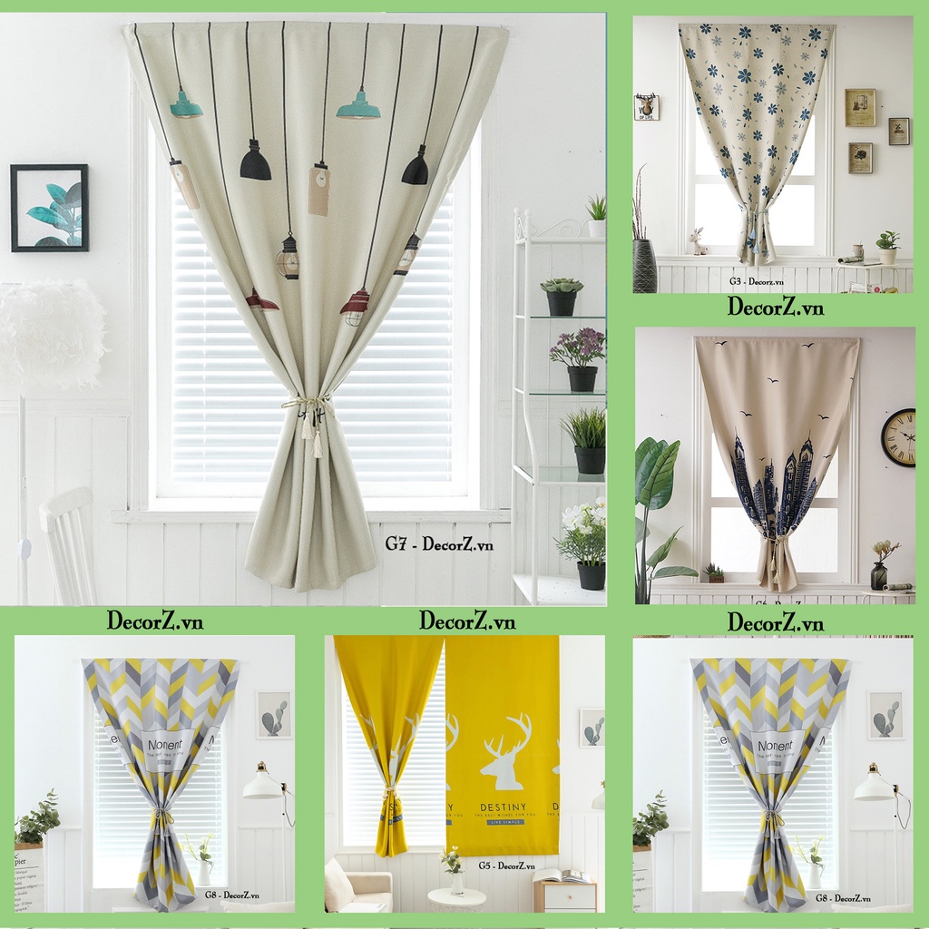 Màn cửa sổ ❤️Freeship❤️ Loại 1 Decor cao cấp Trang trí phòng ngủ phòng khách Rèm cửa dán tường
