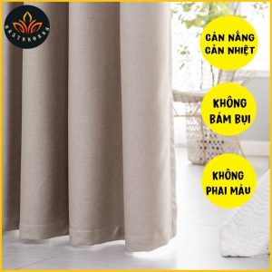 [ Rèm Nội Thất KB19 ] Rèm Vải thô dệt 5 lớp cản nắng, rèm cửa màu vàng be che nắng 100% Luxury - Ảnh 5