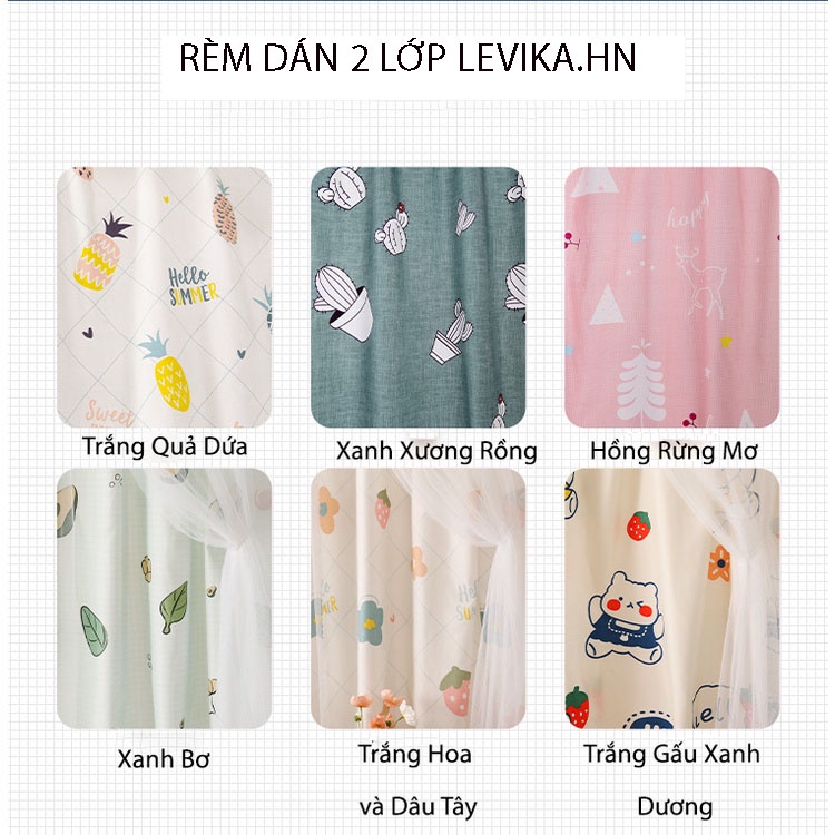 rèm cửa dán trang trí cửa sổ - phòng khách dễ dàng lắp đặt không khoan đục Levika.HN