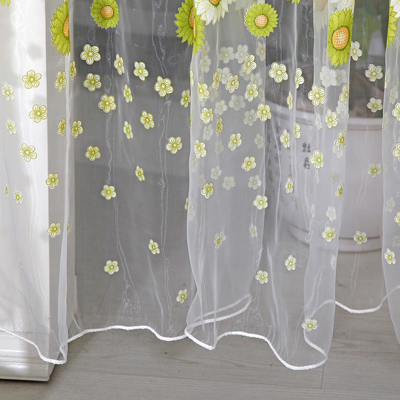 Rèm cửa vải voan 9.5x2m họa tiết hoa hướng dương độc đáo đẹp mắt - Ảnh 3