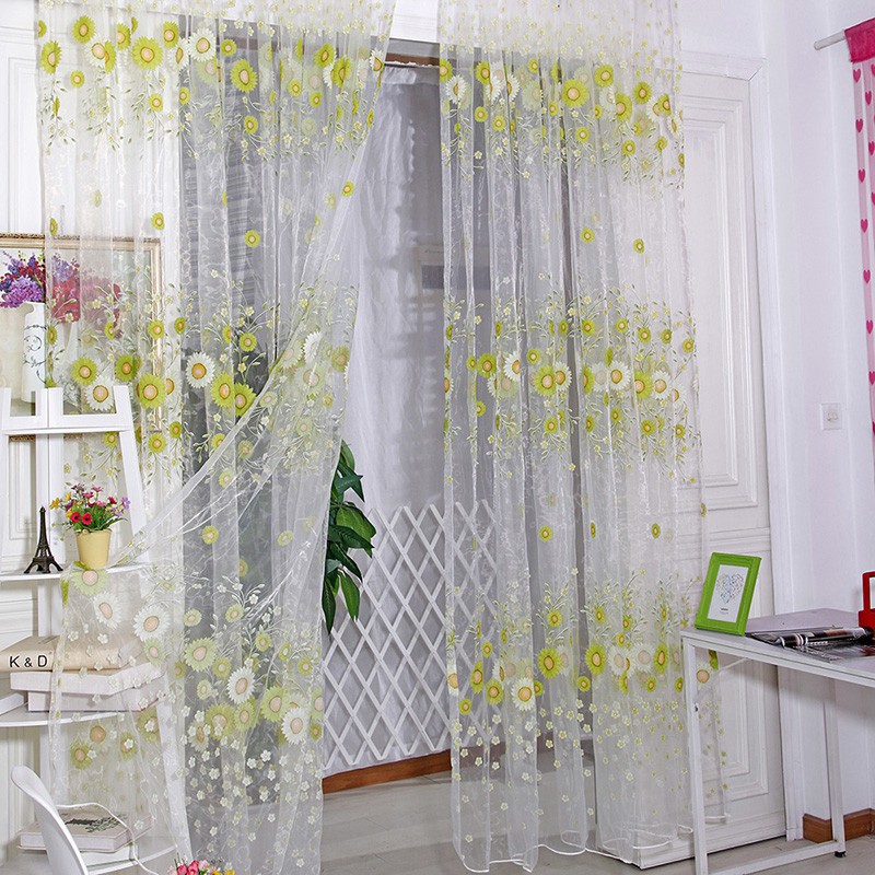Rèm cửa vải voan 9.5x2m họa tiết hoa hướng dương độc đáo đẹp mắt - Ảnh 7
