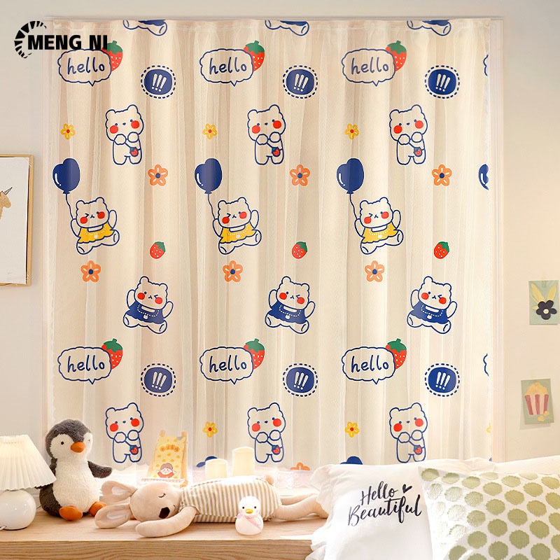 Rèm treo cửa sổ MENGNI họa tiết hoạt hình dễ thương cho ký túc xá