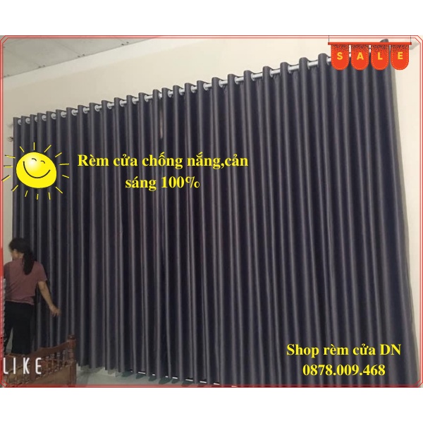 Rèm cửa sổ màu xám đậm chống nắng 100%