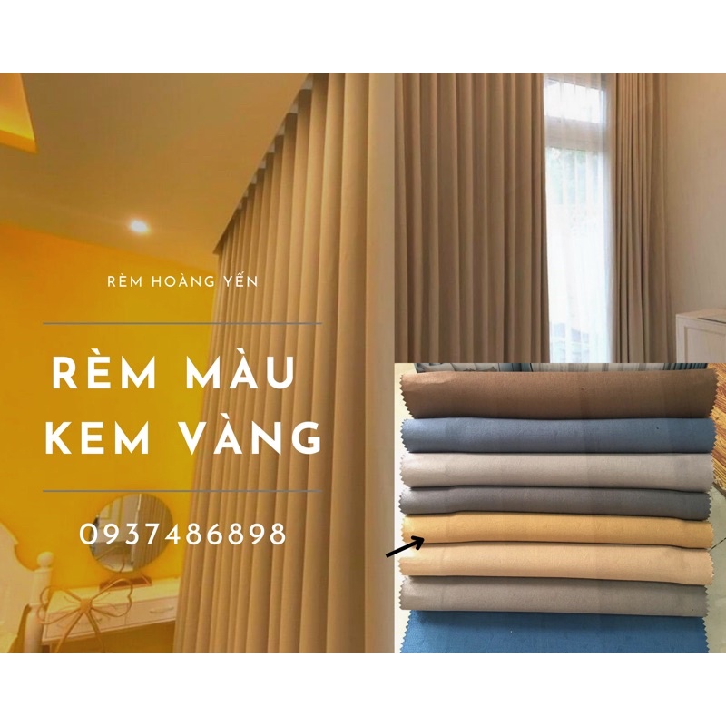 RÈM CHUNG CƯ MÀU VÀNG NHẠT -RÈM CỬA PHÒNG KHÁCH PHÒNG NGỦ 3mx2m6 CHỐNG NẮNG 95% VẢI GẤM DỆT