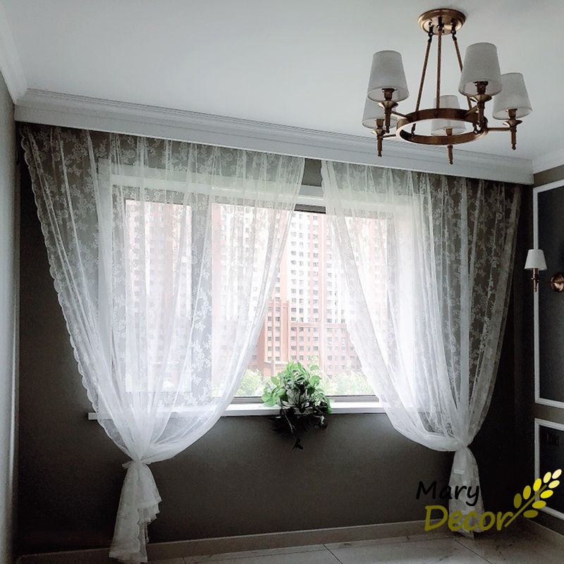 Rèm cửa vải ren, rèm cửa voan hoa xinh xắn sang trọng trang trí không gian đậm chất vintage chất lượng cao - Ảnh 6
