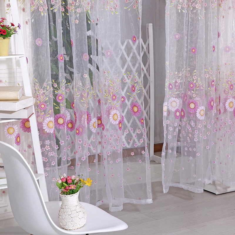 Rèm cửa vải voan 9.5x2m họa tiết hoa hướng dương độc đáo đẹp mắt - Ảnh 5