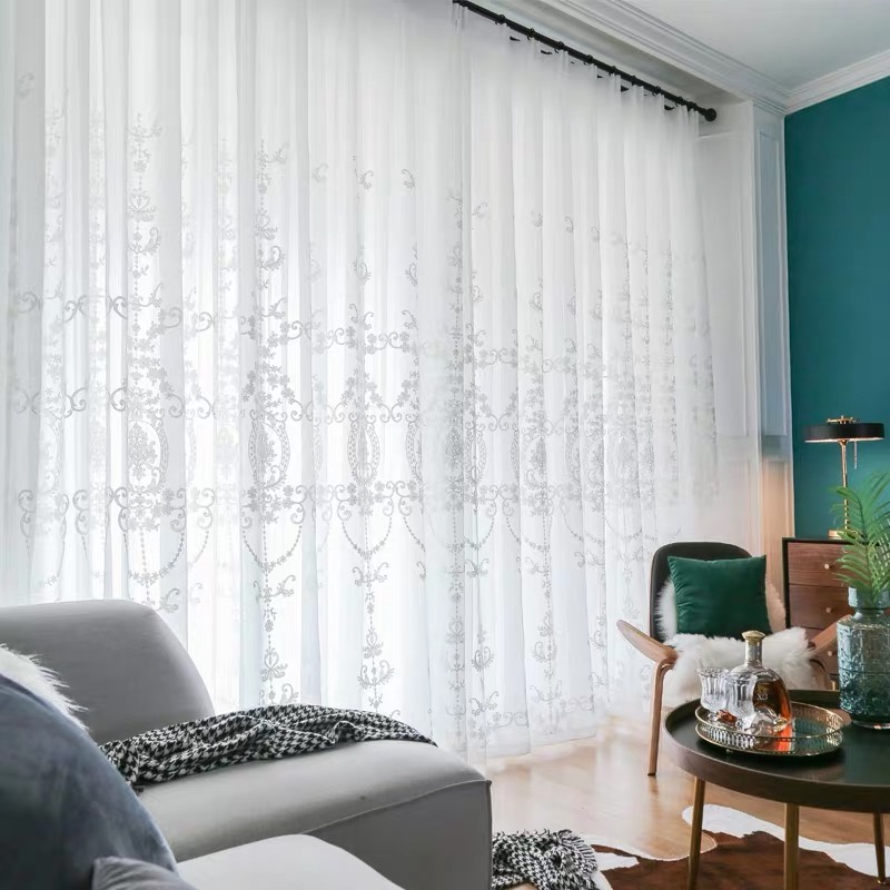 Rèm Cửa Sổ Vải Gauze Trắng Thêu Họa Tiết Phong Cách Châu Âu Lãng Mạn Dùng Để Trang Trí Phòng Khách Giảm Giá Cực Ưu Đãi - Ảnh 6
