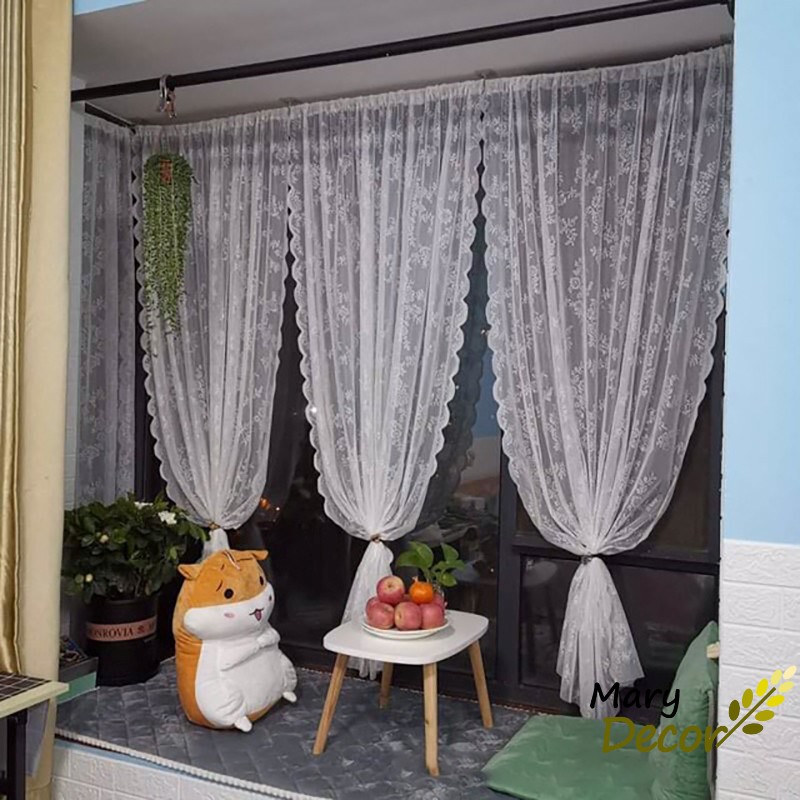 Rèm cửa vải ren, rèm cửa voan hoa xinh xắn sang trọng trang trí không gian đậm chất vintage chất lượng cao - Ảnh 4