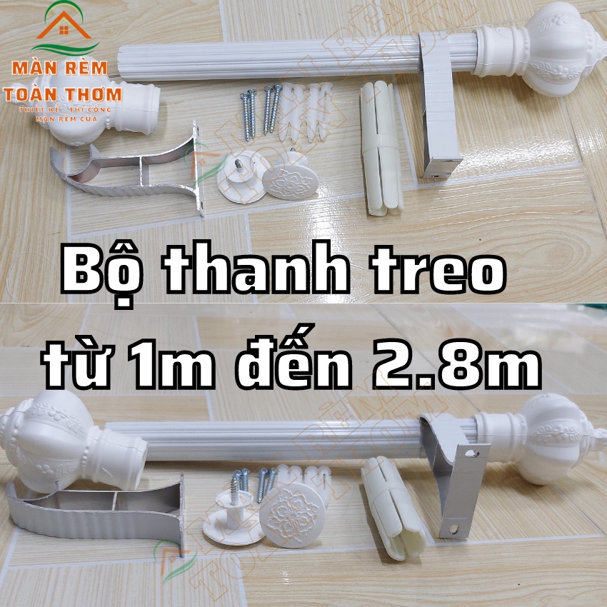 bộ thanh treo rèm cửa màn vải cửa sổ cửa chính phòng khách từ 1m đến 2.8m 2 màu trắng và nâu