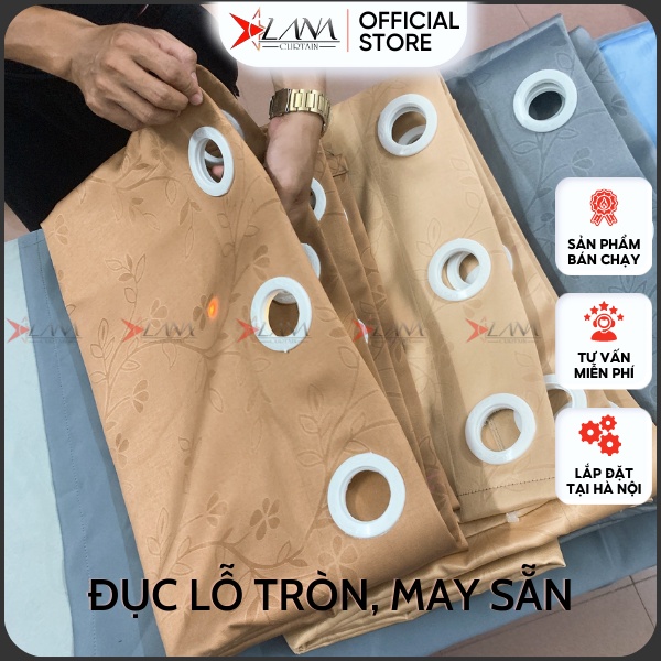 Rèm cửa sổ chống nắng màu vàng rèm vải che nắng cửa chính phòng khách cao cấp treo tường may sẵ