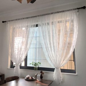 Aubrey Rèm Cửa Sổ Vải Tuyn Ngắn Phối Ren Hoa Hiện Đại Dành Cho Phòng Khách - Ảnh 5