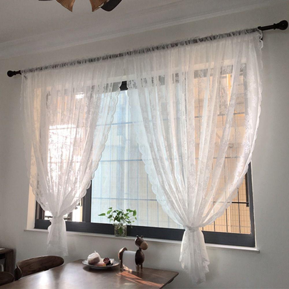 Aubrey Rèm Cửa Sổ Vải Tuyn Ngắn Phối Ren Hoa Hiện Đại Dành Cho Phòng Khách - Ảnh 5