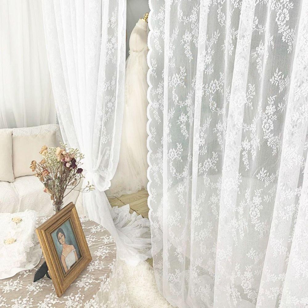 Aubrey Rèm Cửa Sổ Vải Tuyn Ngắn Phối Ren Hoa Hiện Đại Dành Cho Phòng Khách - Ảnh 7