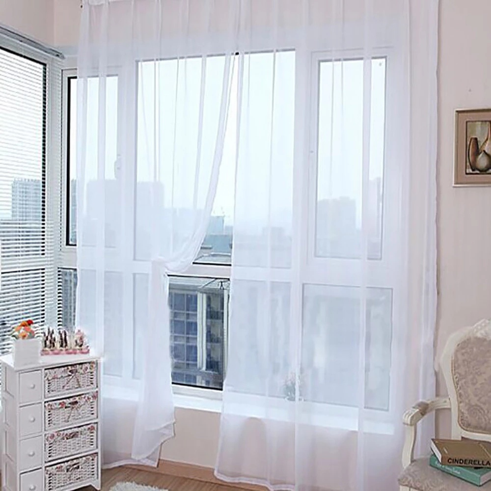 Rèm cửa sổ Vải Voan Trong Suốt Màu Trơn Kích Thước 200cmx100cm Dùng Trang Trí Phòng Khách - Ảnh 2