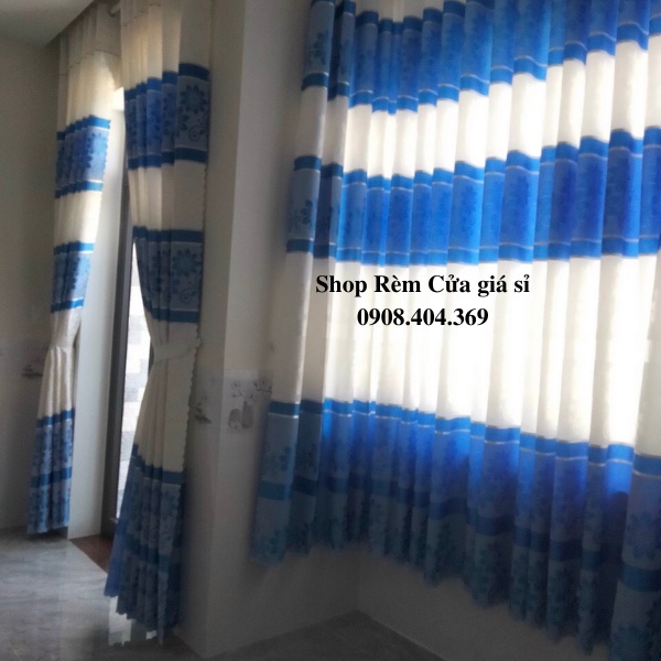 (Sản phẩm mới)Rèm cửa sổ vải gấm hoa văn sọc ngang nhiều kích thước. - Ảnh 3
