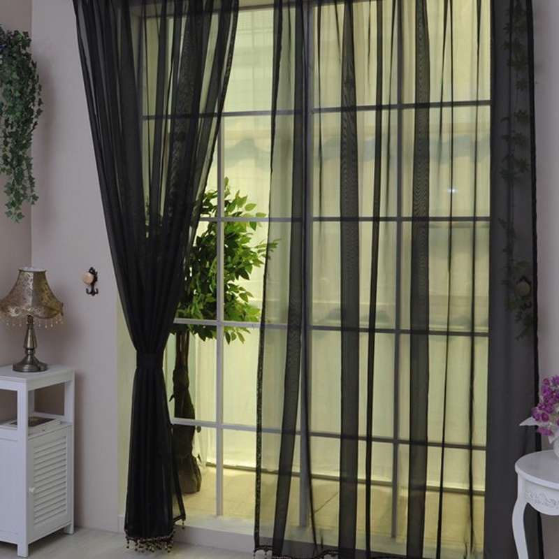 Rèm cửa sổ Vải Voan Trong Suốt Màu Trơn Kích Thước 200cmx100cm Dùng Trang Trí Phòng Khách - Ảnh 6