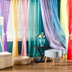 Rèm cửa sổ Vải Voan Trong Suốt Màu Trơn Kích Thước 200cmx100cm Dùng Trang Trí Phòng Khách