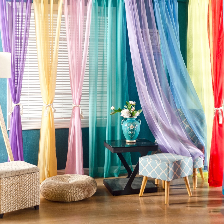 Rèm cửa sổ Vải Voan Trong Suốt Màu Trơn Kích Thước 200cmx100cm Dùng Trang Trí Phòng Khách