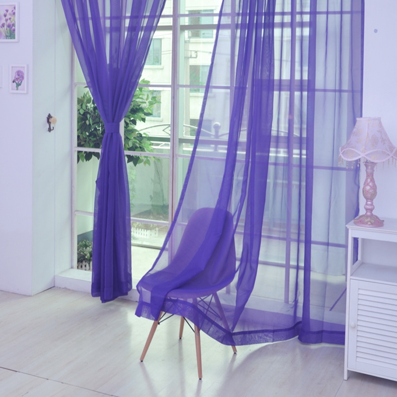 Rèm cửa sổ Vải Voan Trong Suốt Màu Trơn Kích Thước 200cmx100cm Dùng Trang Trí Phòng Khách - Ảnh 3