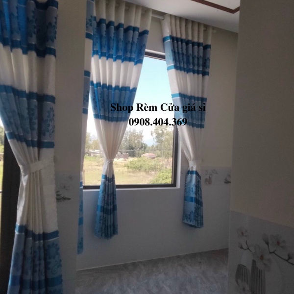 (Sản phẩm mới)Rèm cửa sổ vải gấm hoa văn sọc ngang nhiều kích thước. - Ảnh 2