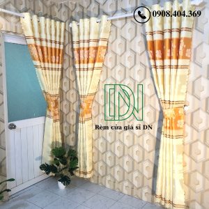(Mẫu mới nhất)Rèm vải gấm hoa văn màu cam đẹp sang trọng dùng cho cửa sổ