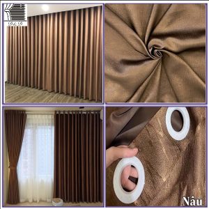 Rèm Cửa Sổ Chống Nắng Màu Nâu Cà Phê, Rèm Cửa Chất Liệu Vải, Vải Trang Trí Decor Phòng - Ảnh 4