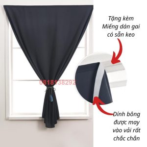 Rèm cửa GHI (3) vải thô dày phối voan thêu dán tường, treo thanh decor trang trí cửa chính, cửa sổ phòng - Ảnh 6