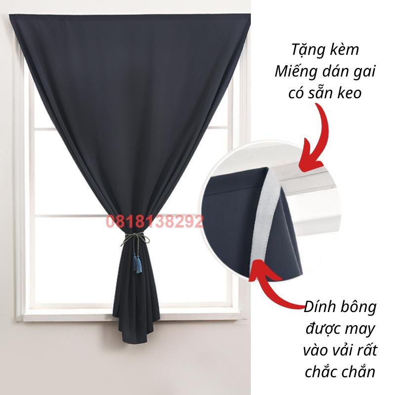 Rèm cửa GHI (3) vải thô dày phối voan thêu dán tường, treo thanh decor trang trí cửa chính, cửa sổ phòng - Ảnh 6