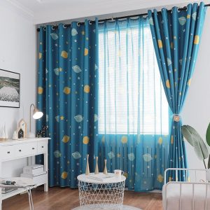 Rèm Vải Khoen Lỗ, Khoen Ri Đô, Rèm Dán Vũ Trụ Xanh Decor Kim Vinh DCKV31 - Ảnh 7