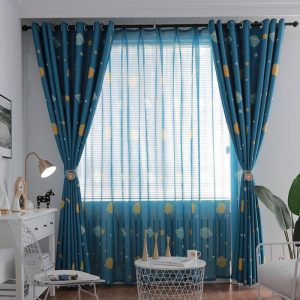 Rèm Vải Khoen Lỗ, Khoen Ri Đô, Rèm Dán Vũ Trụ Xanh Decor Kim Vinh DCKV31 - Ảnh 6