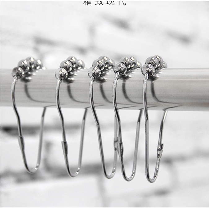 Bộ 12 Móc Treo Rèm Cửa Vải, Màn Cửa Bằng Inox Có Bi Trượt cao cấp - Ảnh 5