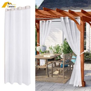 [vaveren] Rèm Cửa Sổ Vải Voan Màu Trắng Chống Thấm Nước Có Lỗ Gắn Phía Trên Tấm Rèm Cửa