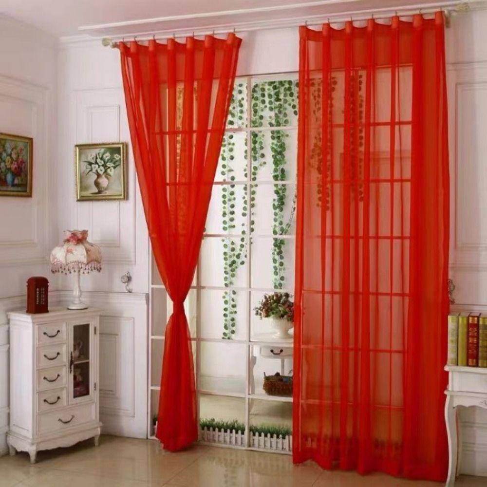 Rèm vải tuyn cabezant, gạc 100cmx200cm, màu rắn hiện đại với phòng ngủ trong suốt rod pocekt - Ảnh 5