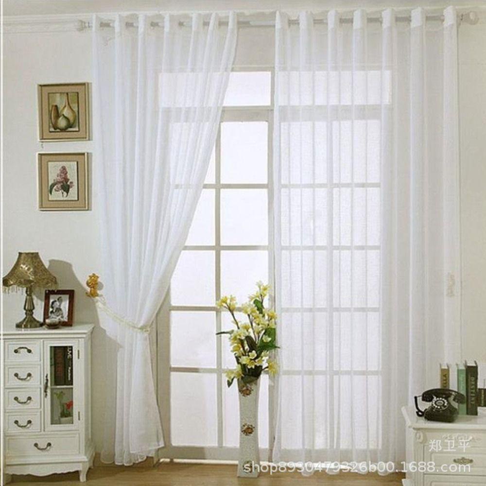 Rèm vải tuyn cabezant, gạc 100cmx200cm, màu rắn hiện đại với phòng ngủ trong suốt rod pocekt - Ảnh 7