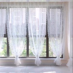 Rèm Cửa Vải Ren Hoa, Rèm Cửa Voan Hoa Xinh Xắn Sang Trọng Trang Trí Vintage - Ảnh 6
