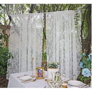 Rèm vải ren voan hoa trắng vintage nàng thơ trang trí phòng